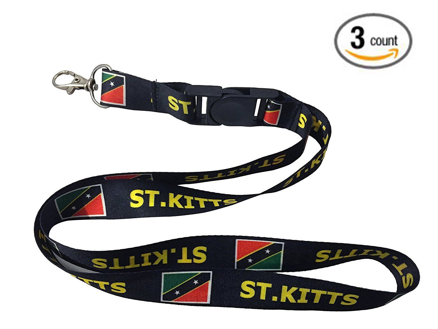 Premium Lanyard Neck Strap with Keychain & Badge Holder - 3-Pack (USA Flag Design) for ID Cards, Keys, Work Badges, School Events & Trade Shows