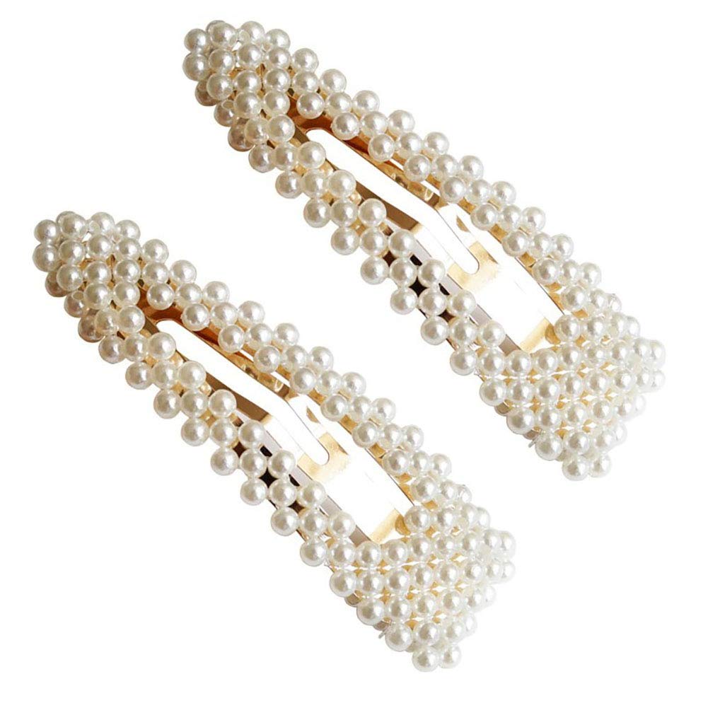 Fodattm 2PCS Sweet Imitation Pearl Hair Clips - Elegant Drop-shaped Gold Alloy Hairpins for Women | Perfect for Weddings, Parties & Everyday Hair Accessories