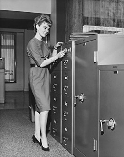 Businesswoman Opening a Combination Lock Poster Print - 18 x 24 Inches - Office Decor & Motivational Wall Art for Home, Workplace, or Study Room Inspiration