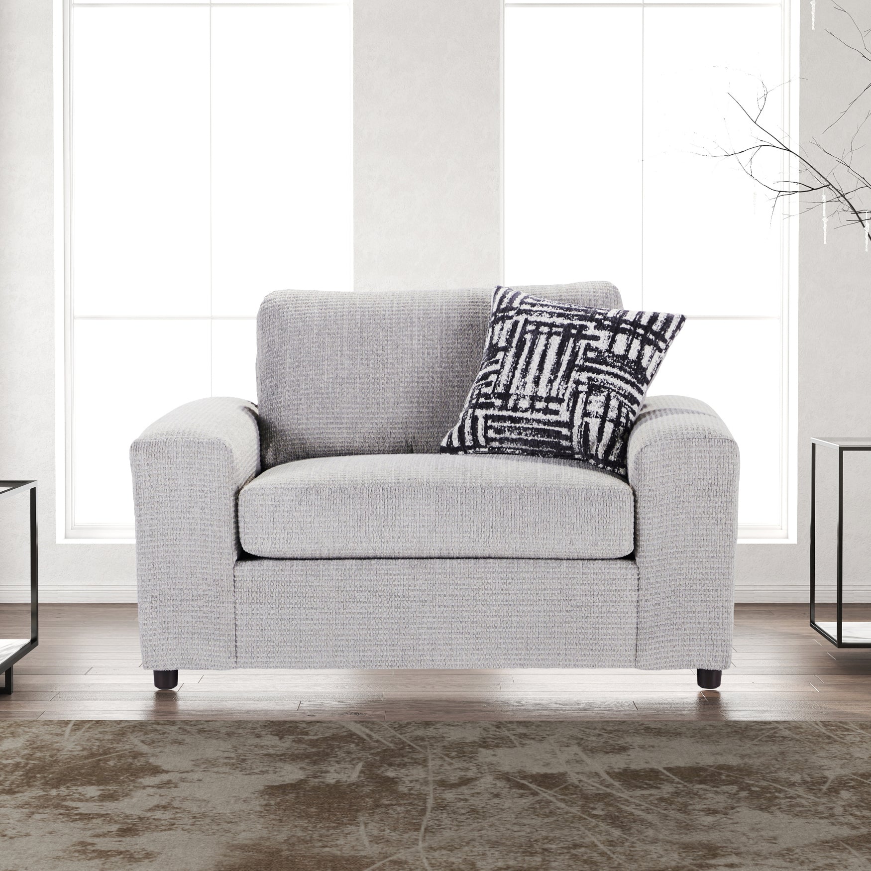 Roundhill Furniture Lancelot Living Room Collection - 3-Piece Sofa Set with Cuddle Chair & Ottoman for Cozy Home Decor | Perfect for Family Movie Nights & Small Space Living Rooms
