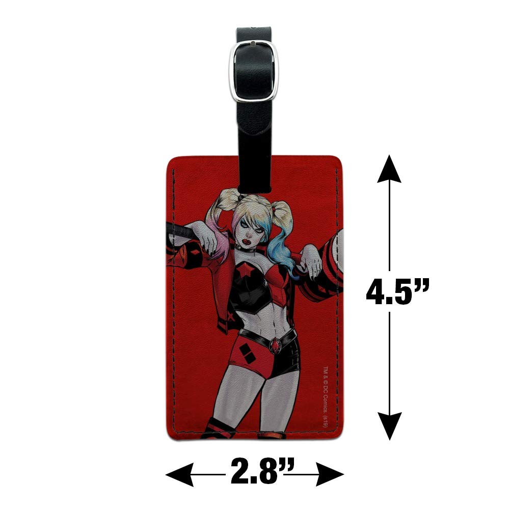 Harley Quinn Inspired Rectangle Leather Luggage Tag - Durable Carry-On ID Tag for Suitcases & Travel Bags | Perfect for Cosplay, Comic Con & Harley Quinn Fans
