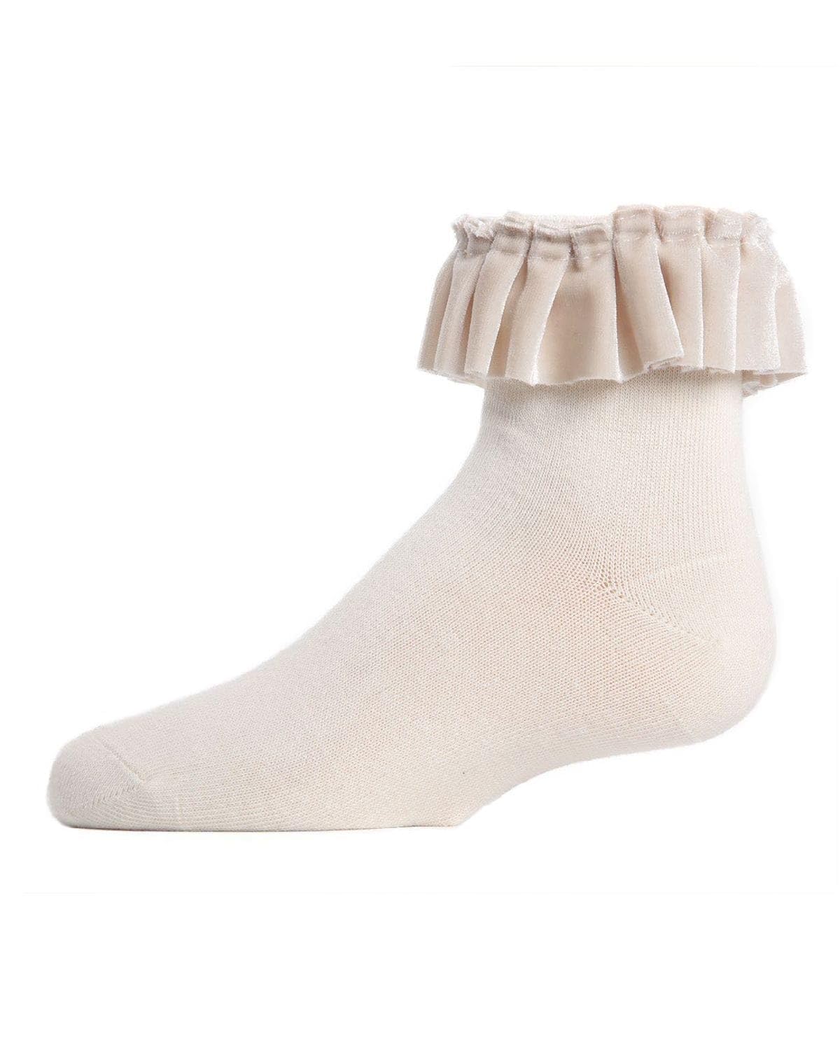 MeMoi Velvet Pleated Ankle Socks for Girls - Soft Cotton Blend Cute Ruffled Socks - Perfect for School, Parties & Everyday Wear