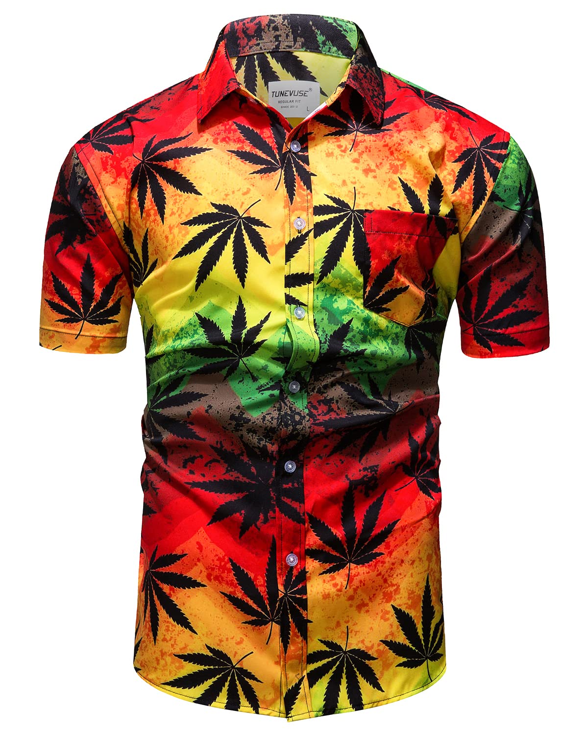 **TUNEVUSE Men's Hawaiian Shirts and Shorts Set - 2-Piece Tropical Beach Outfit with Floral Print & Bucket Hat for Summer Vacation, Luau Party, and Casual Wear**