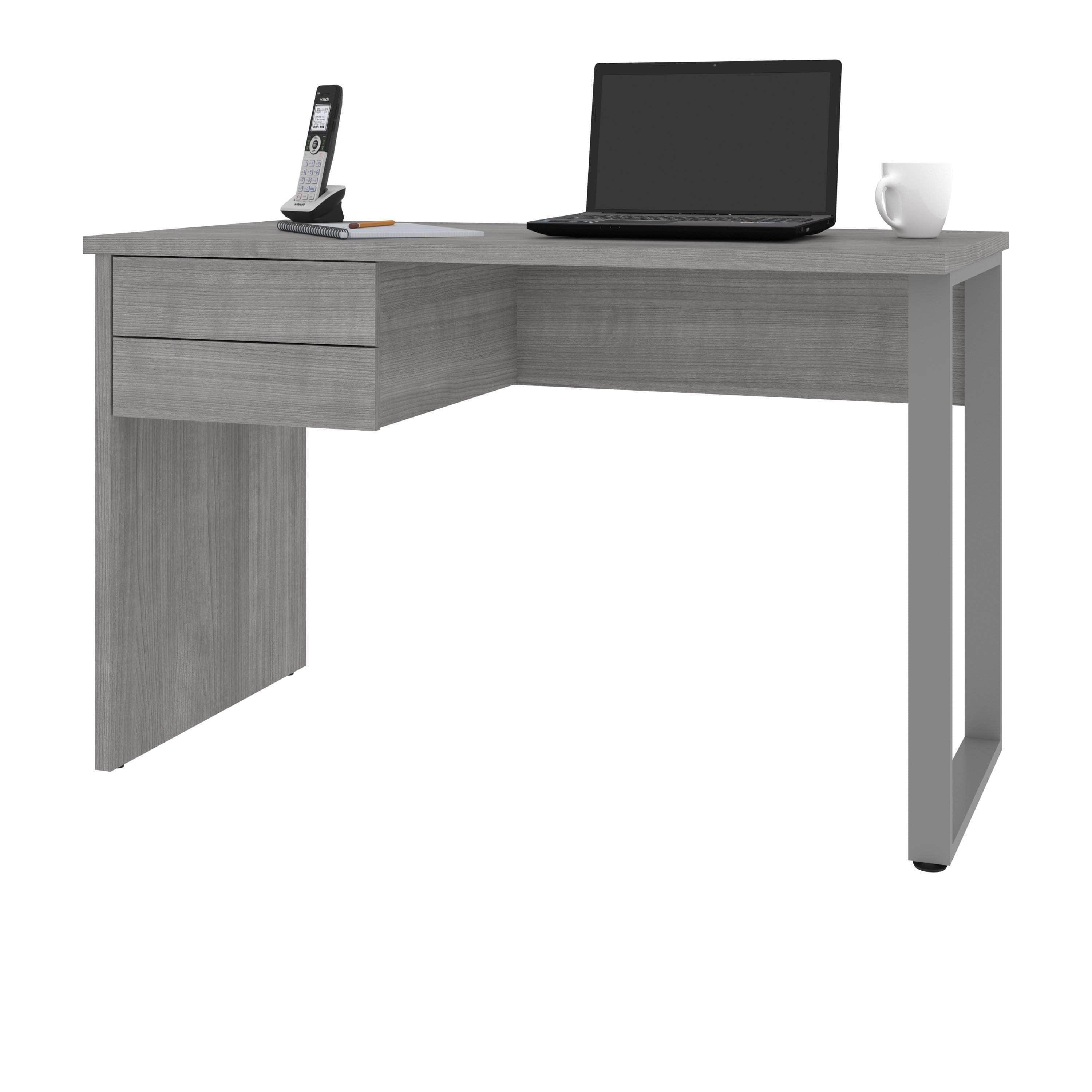 Solay 48W Reversible Small Table Desk with U-Shaped Metal Legs - 2 Color Options | Compact Study Desk for Dorm, Office & Small Spaces