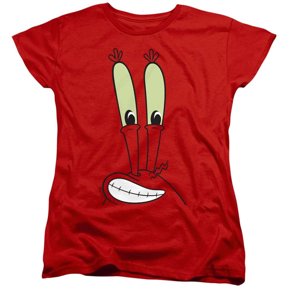 Popfunk Classic Spongebob Mr. Krabs Smile Face Women's Graphic T-Shirt | Cartoon Character Tee for Casual Wear & Fan Gifts