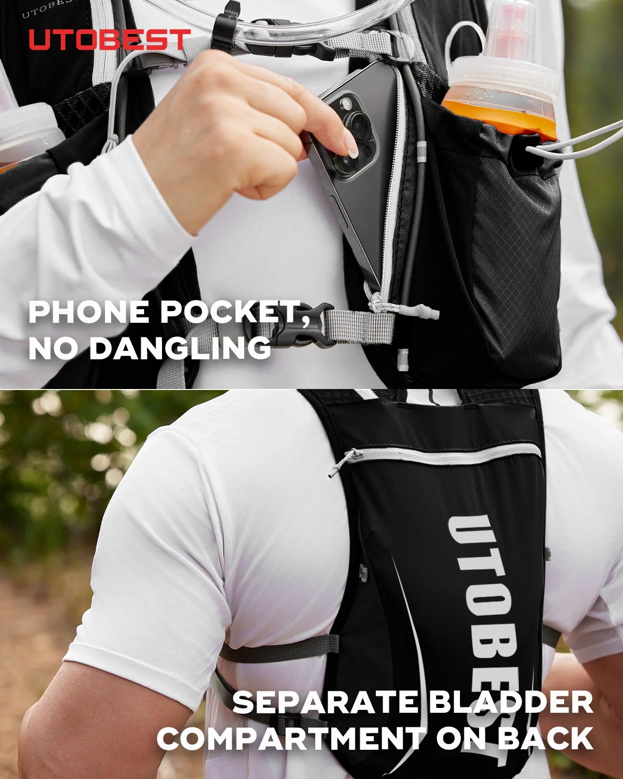 UTOBEST 5L Ultra Lightweight Hydration Vest Pack - Trail Running Backpack with 1.5L Water Bladder for Marathon, Hiking, Cycling & Outdoor Adventures | Perfect for Runners, Bikers & Hikers