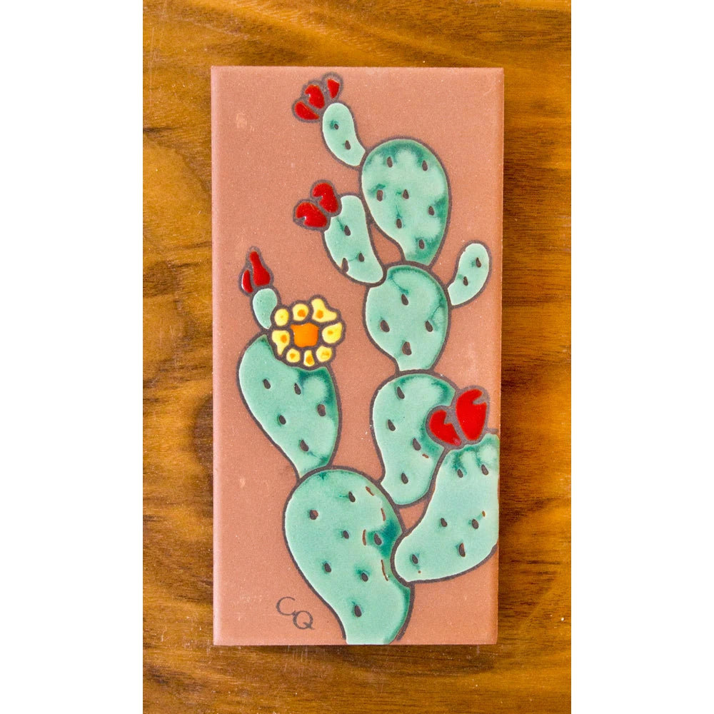 Prickly Pear 3x6 Terra Cotta Tile - Handmade Mexican Ceramic Wall & Floor Tiles for Kitchen Backsplash, Bathroom, and Outdoor Decor