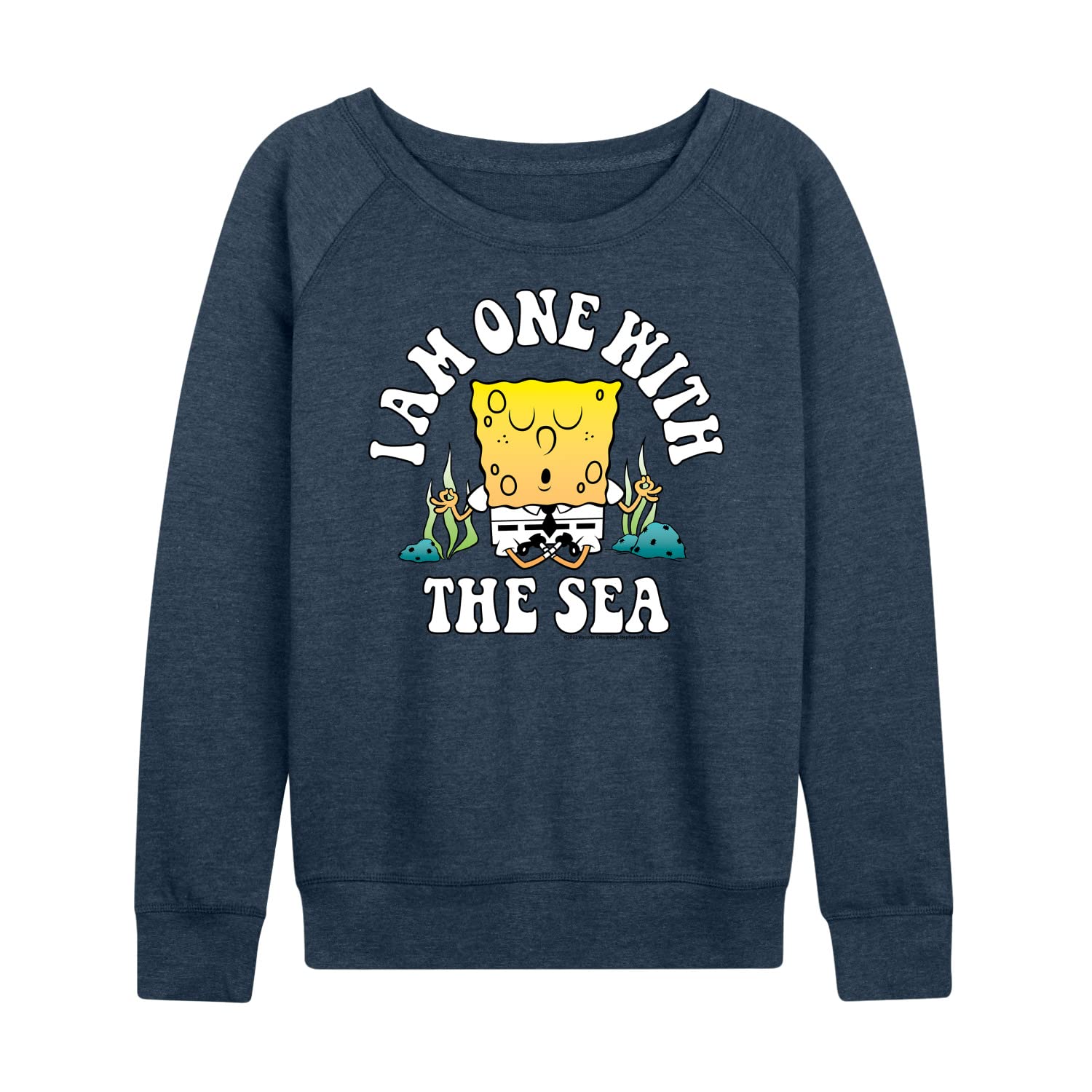 HYBRID APPAREL Women's SpongeBob SquarePants 'I'm One With The Sea' Lightweight French Terry Pullover Hoodie - Casual Loungewear & Beach Cover-Up