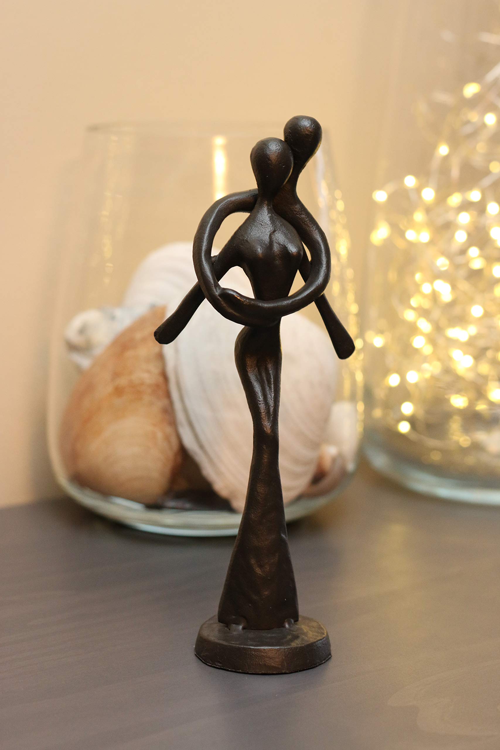 Plexon Romantic Couple Embrace Iron Sculpture Figurine - Elegant Home Decor, Unique Anniversary Gift for Couples - Perfect for Wedding, Valentine's Day & Home Decoration