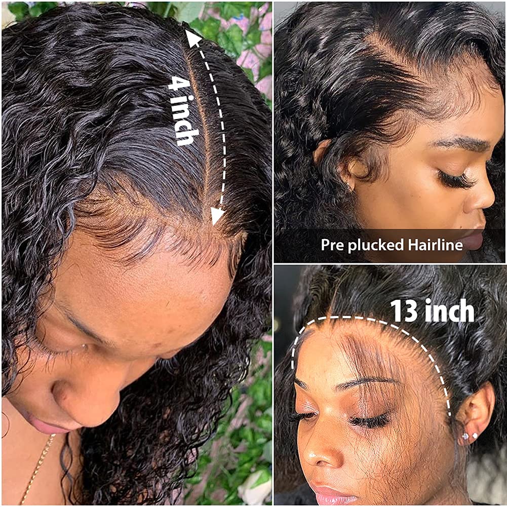 LUMIERE 13x4 HD Lace Front Wig - Brazilian Human Hair Deep Wave Bob Wig with Baby Hair | Pre-Plucked 150% Density Unprocessed Hair | 10 Inch Natural Color Lace Front Wigs for Black Women | Perfect for Daily Wear, Parties, Weddings and Special Occasions