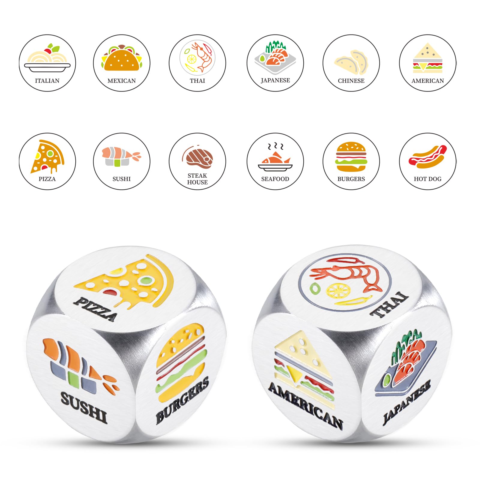 Valentine's Day Gifts for Couples - 2PCS Romantic Food Dice Game for Date Night, Anniversary, Engagement - Fun Stocking Stuffers for Christmas, Birthday Gifts for Him & Her - Perfect for Foodie Couples & Wedding Celebrations (Ideal for Romantic Dinners, Game Nights & Special Occasions)