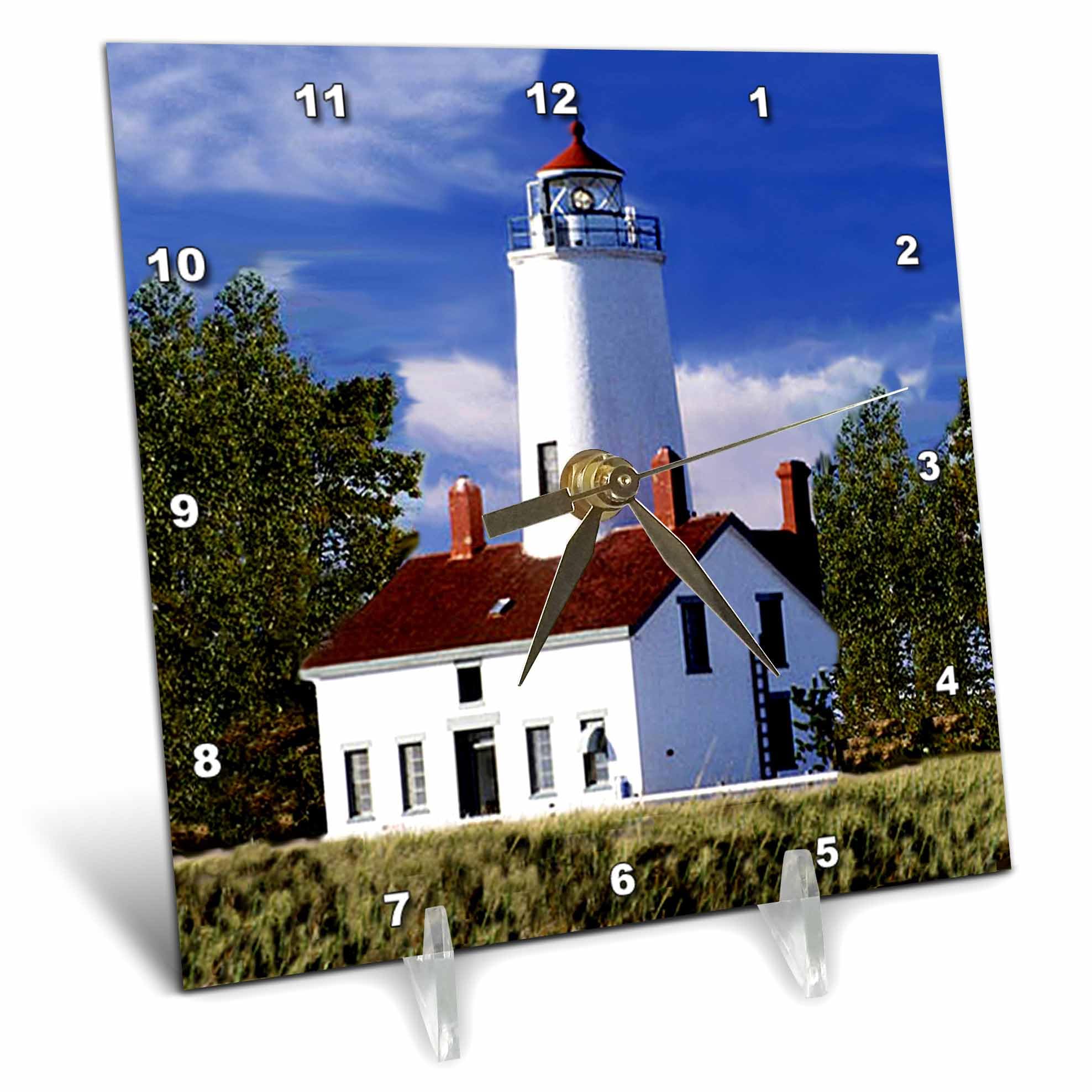 3D Rose 6x6 Inch Dungeness Lighthouse Desk Clock - Stylish Home & Office Decor for Coastal Theme Lovers | Perfect for Beach House, Nautical Decor, and Gift Ideas