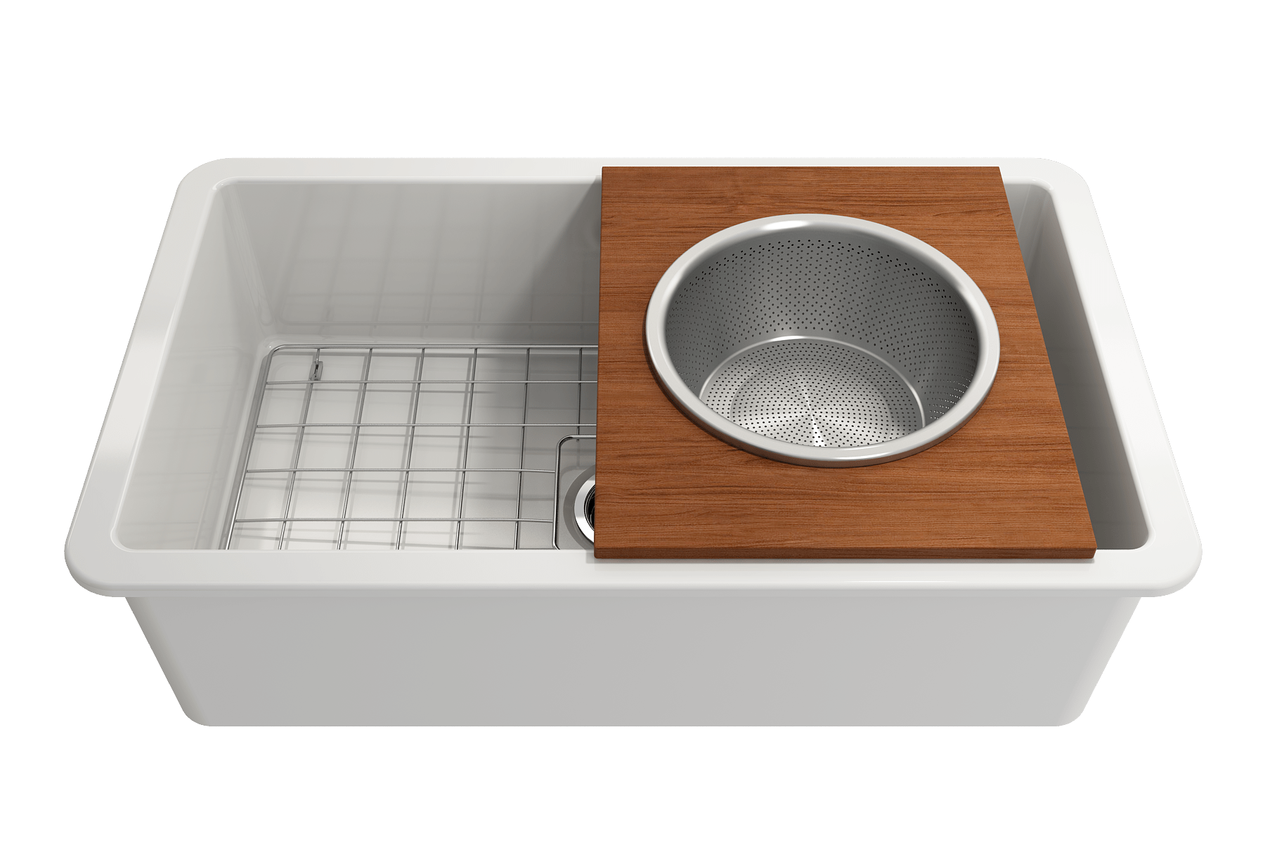 BOCCHI Stainless Steel Prep Board Set with Round Mixing Bowl & Colander - Perfect for Workstation Sinks, Kitchen Food Prep, and Professional Cooking (Model 2320-0015)
