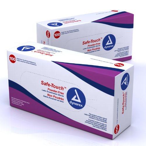 Dynarex Safe-Touch Powder-Free Latex Exam Gloves, Large Size, 100 Count (Pack of 10) - Ideal for Medical Exams, Dental Procedures & Food Handling