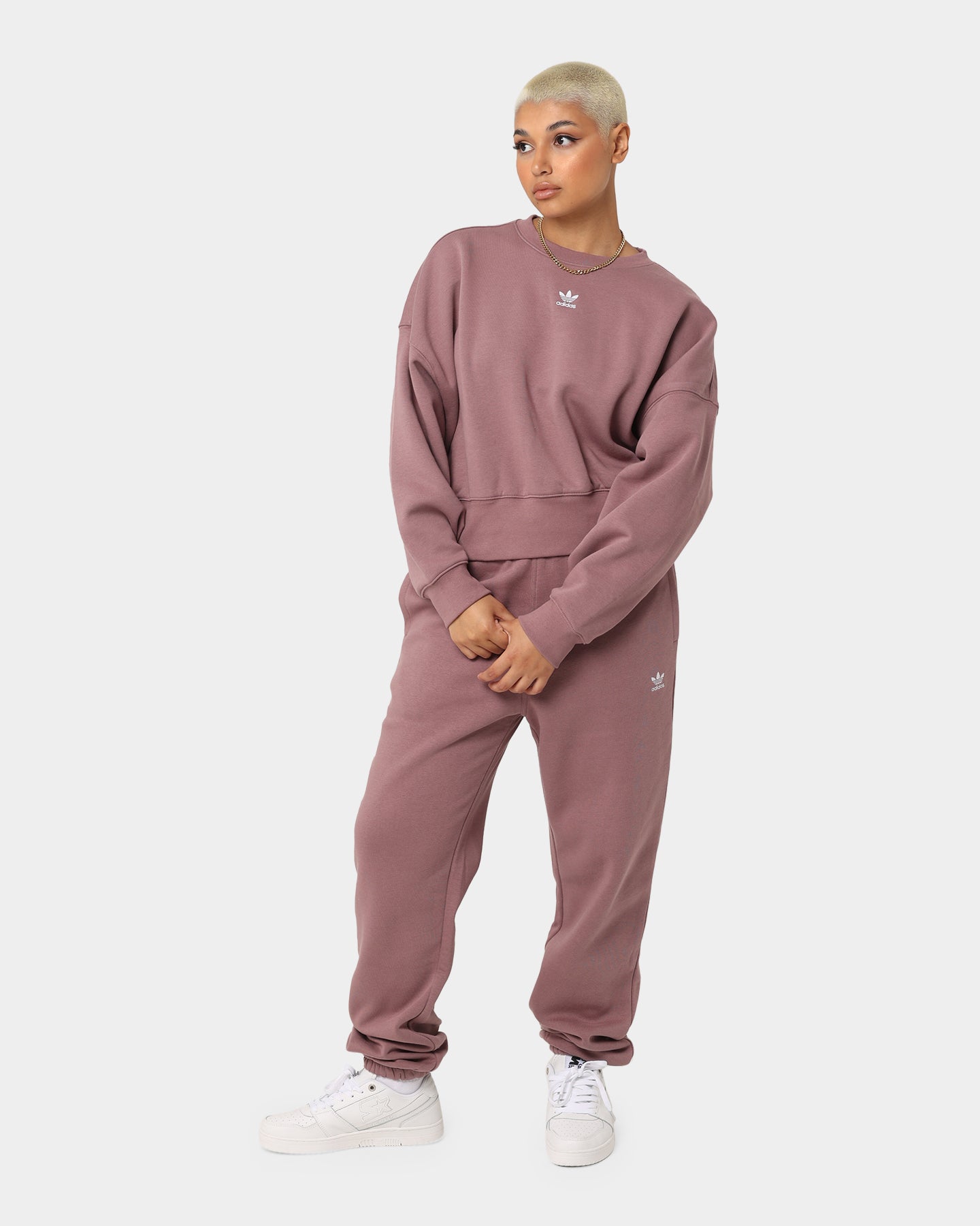 Adidas Women's Adicolor Essentials Fleece Sweatshirt - Wonder Oxide Color, Soft Cotton Blend Pullover Hoodie for Casual Wear, Gym & Outdoor Activities