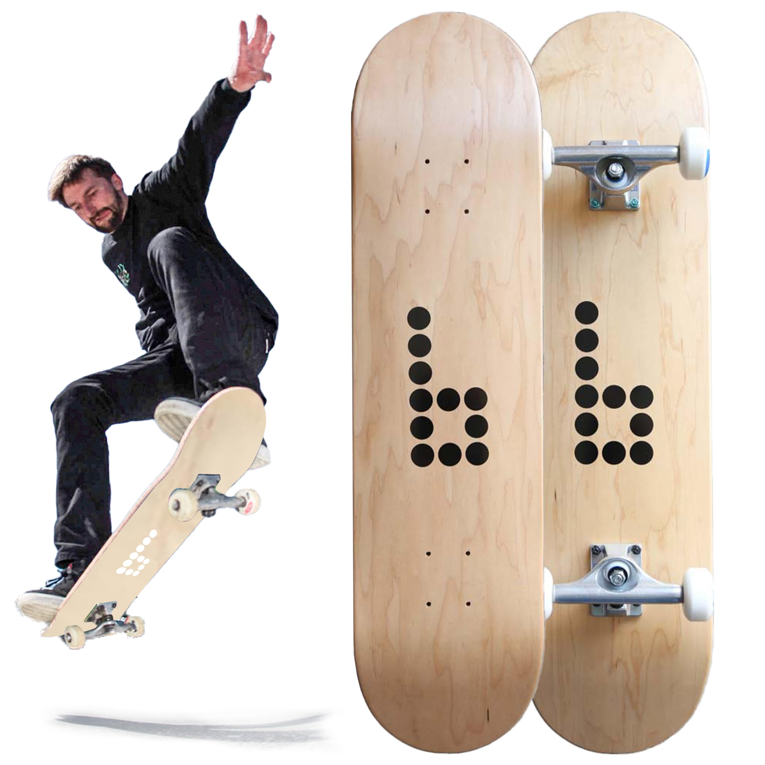 Braille Complete Skateboard for Adults & Kids - 31.5 Inch Pro Skateboard for Tricks & Street Riding | Perfect for Teens, Boys & Girls | Durable Standard Skate Board for Commuting & Skate Parks