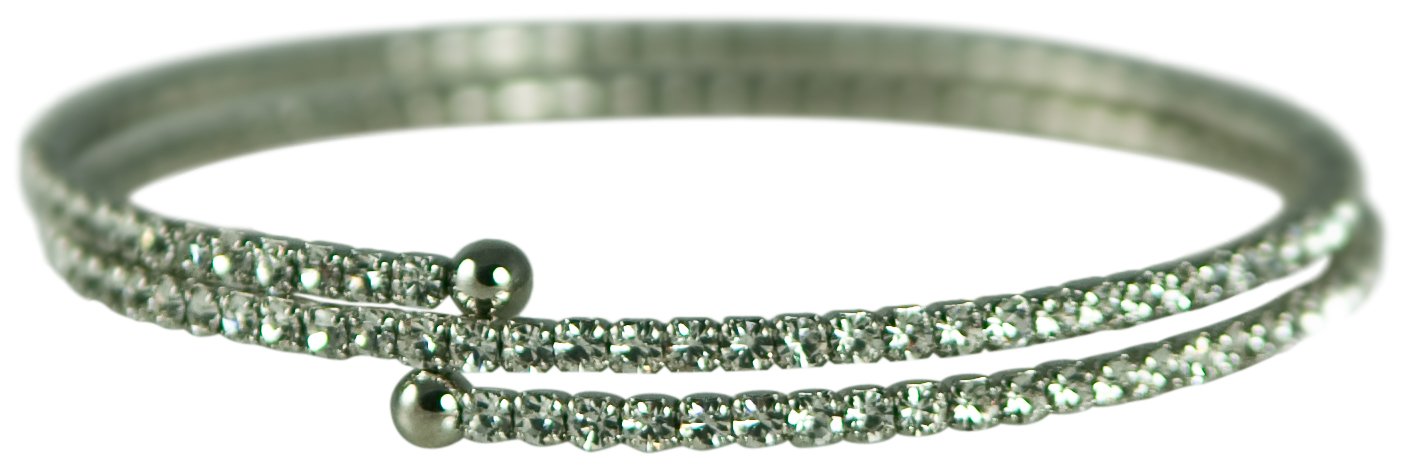 2 Row Silver Austrian Crystal Bracelet - Elegant & Flexible for Parties