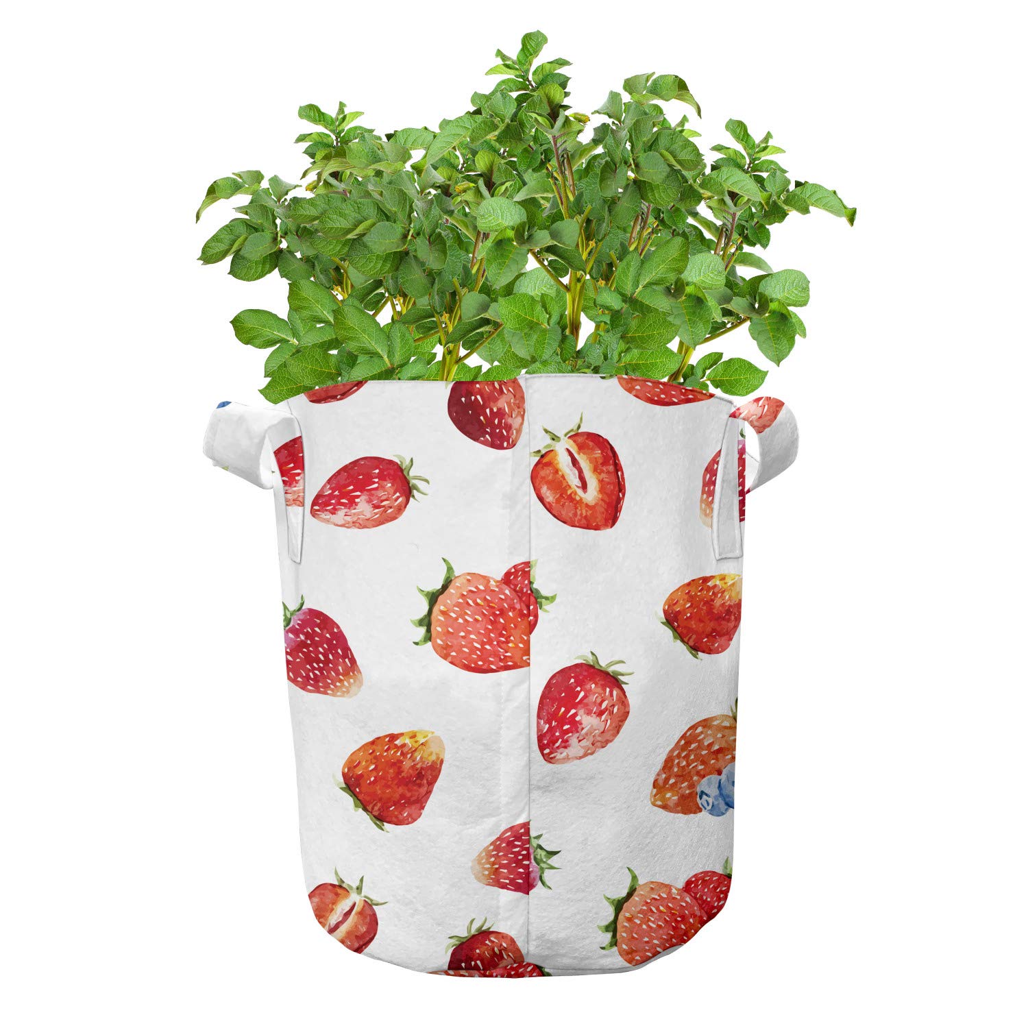Ambesonne 5-Pack Watercolor Grow Bags - Heavy Duty Fabric Plant Pots with Handles for Strawberries, Blueberries & Herbs | 5 Gallon Slate Blue Vermilion | Perfect for Indoor Gardening, Balcony Plants & Urban Farming