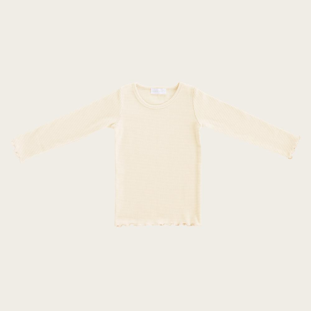 Maddison Ribbed Top - Pear Stripe Women's Fashion T-Shirt for Casual Wear & Everyday Outfits