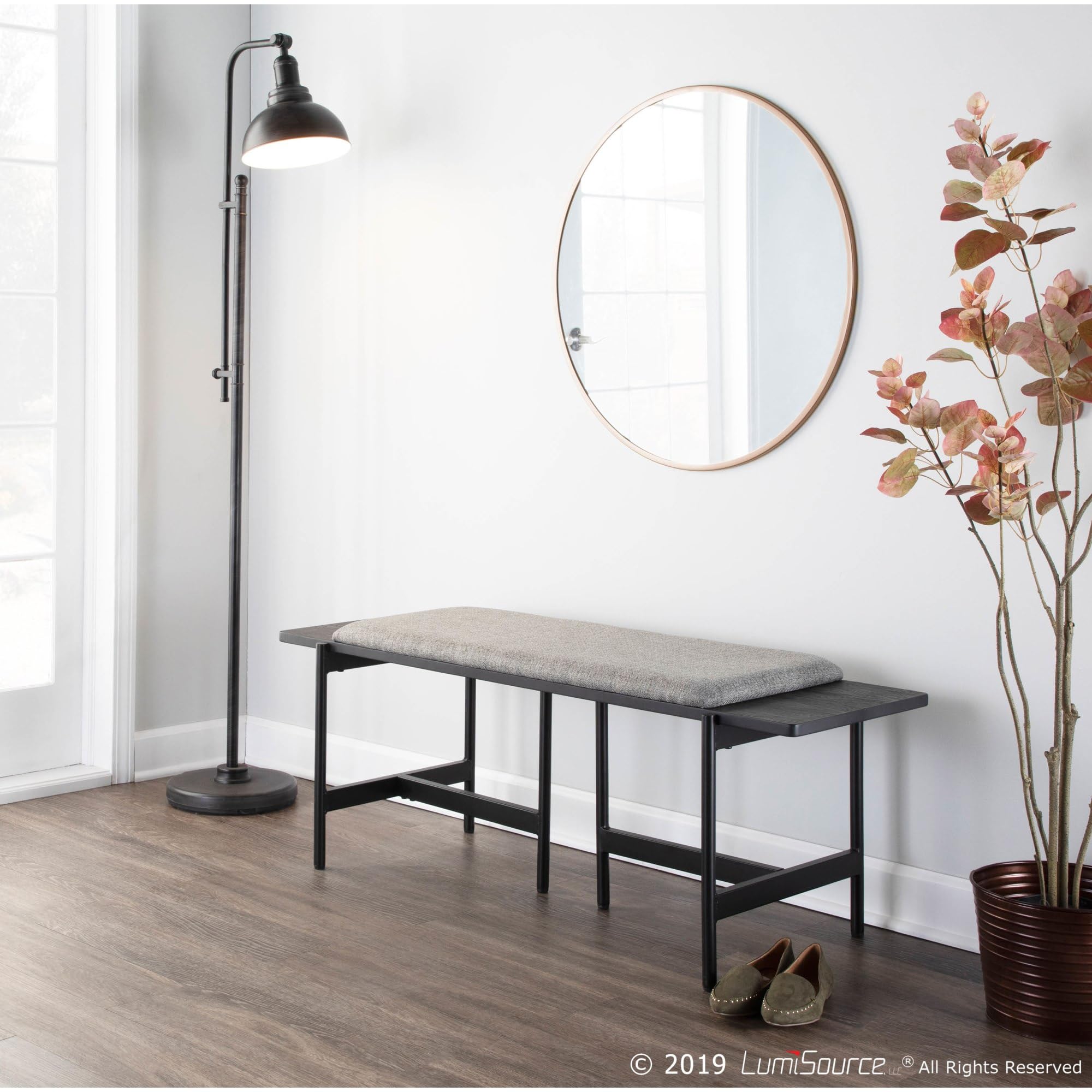 LumiSource Chloe Fabric Upholstered Bench - Entryway Bench, Bedroom Bench, Dining Room Bench - Perfect for Hallway Seating, Bed Footrest & Kitchen Dining Set