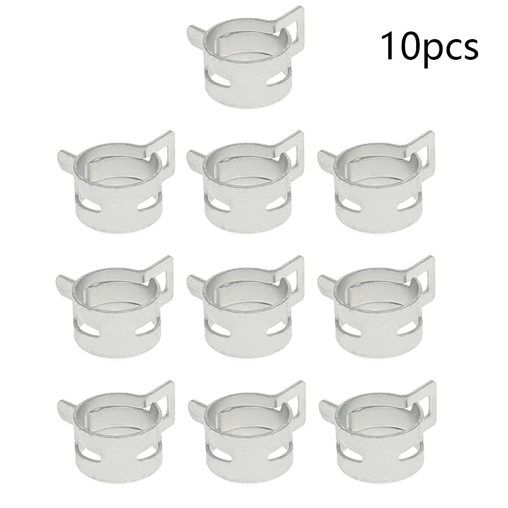 Spring Band Hose Clamps 10Pcs - Fuel & Vacuum Pipe Clips for Automotive Use