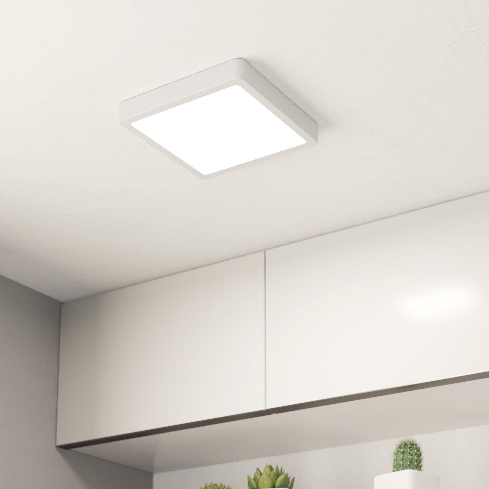 Eglo Fueva 5 White LED IP44 Square Flush Mount Ceiling Light - 21cm Modern Bathroom Lighting for Home, Kitchen & Office