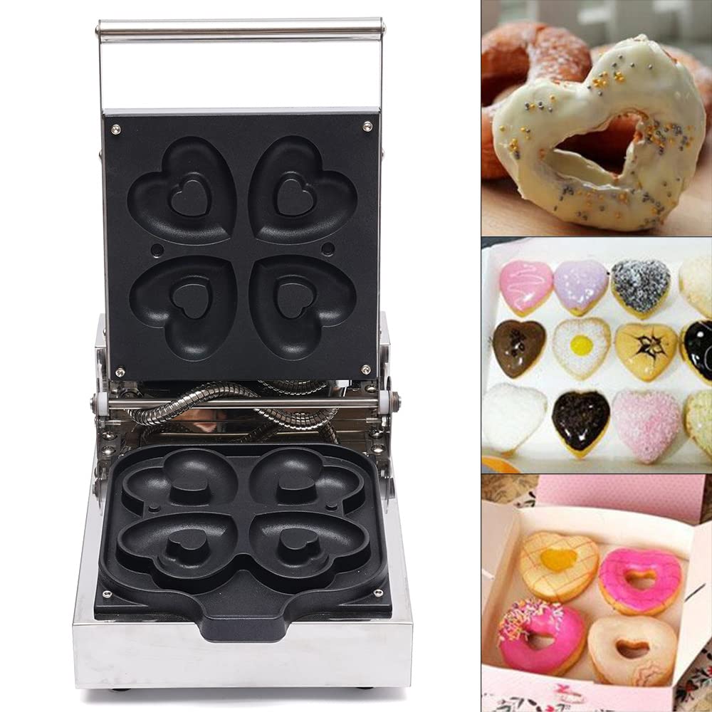 4PCS Heart-Shaped Donut Maker Set, Mini Electric Donut Baker Machine for Home & Commercial Use - Perfect for Kids Breakfast, DIY Snacks, Cafes & Bakeries (Heart Donut Maker for Parties, Gifts & Family Fun)