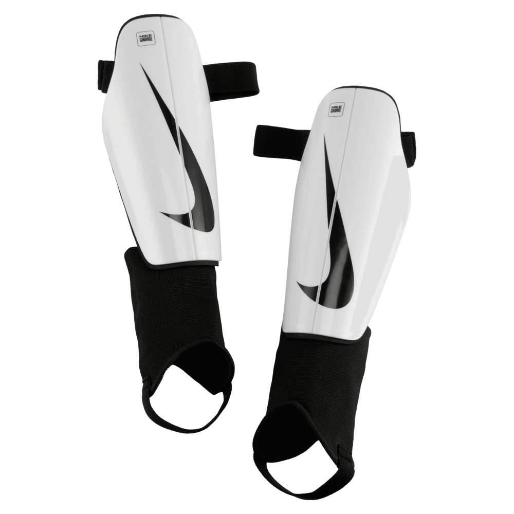 Nike Charge Shinguards - White/Black Soccer Shin Guards for Men & Women - Perfect for Football, Training, and Match Play