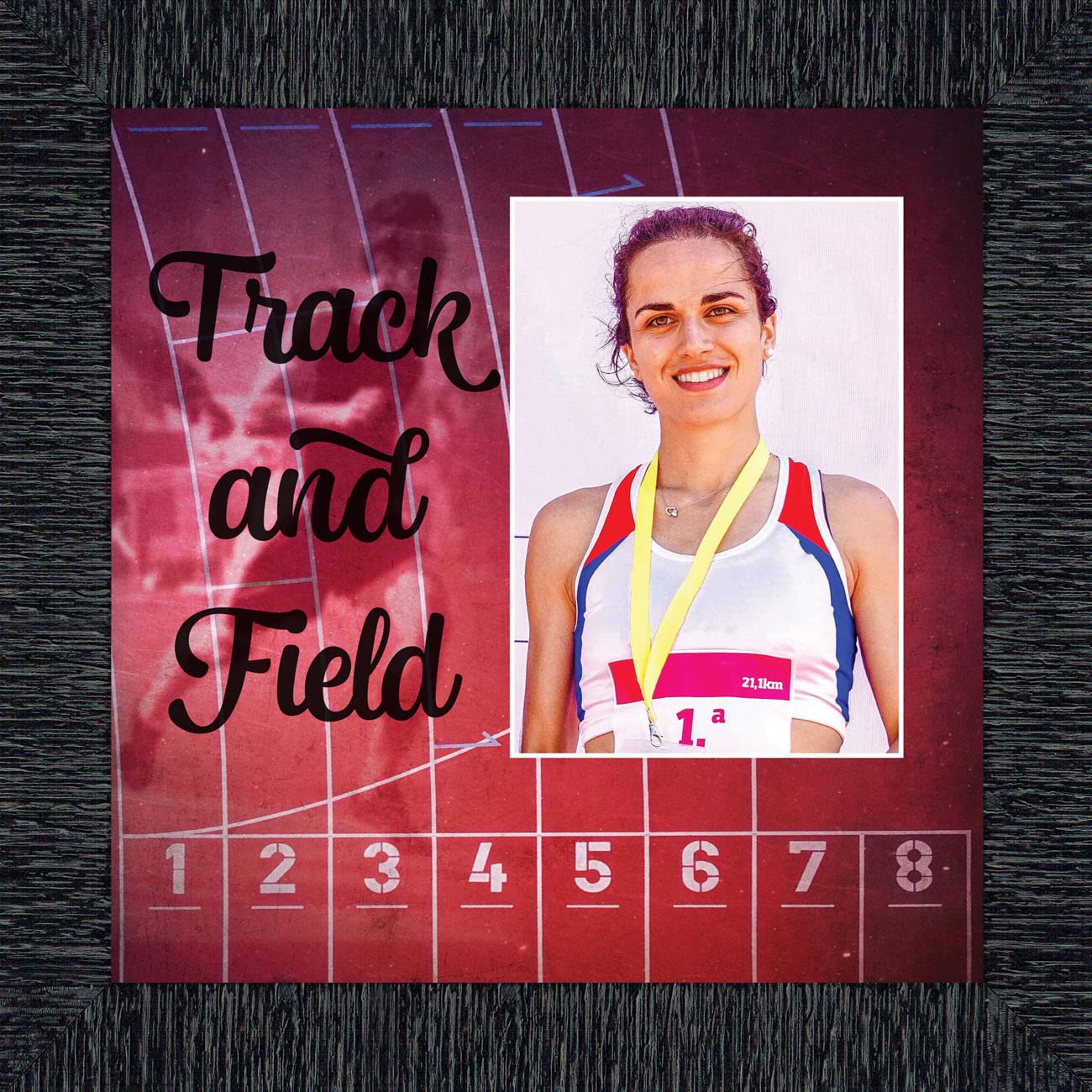 Crossroads Home Décor Track and Field Wall Art - Inspirational Runners Picture Frame for Coaches & Athletes - Perfect for Gym, Office, or Sports Room Decor