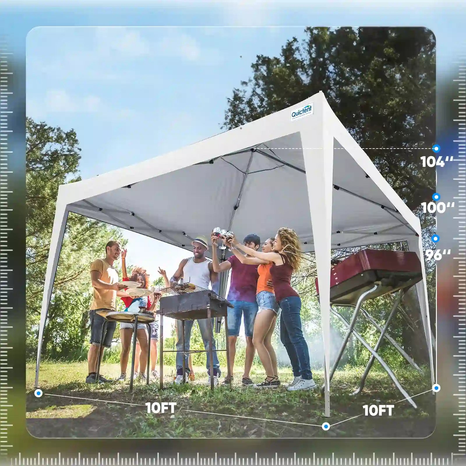 10' x 10' EZ Up Pop Up Canopy Tent with No Side Walls - Instant Shelter for Outdoor Events, Camping, Beach, Backyard Parties & Farmers Markets