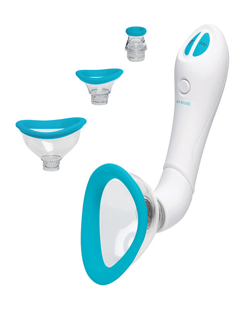 Bloom Intimate Body Pump - Rechargeable Silicone Vibrating Pump for Enhanced Pleasure - Sky Blue & White - Perfect for Couples & Solo Play