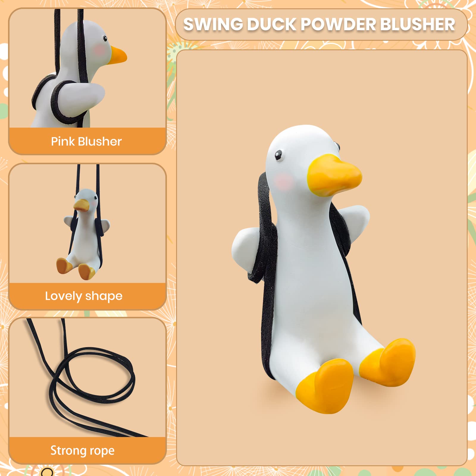 Cute Swing Duck Car Hanging Ornament - Lovely Duck Pendant for Rearview Mirror, Fun Car Decor Accessories for Women | Perfect for Road Trips & Daily Commute