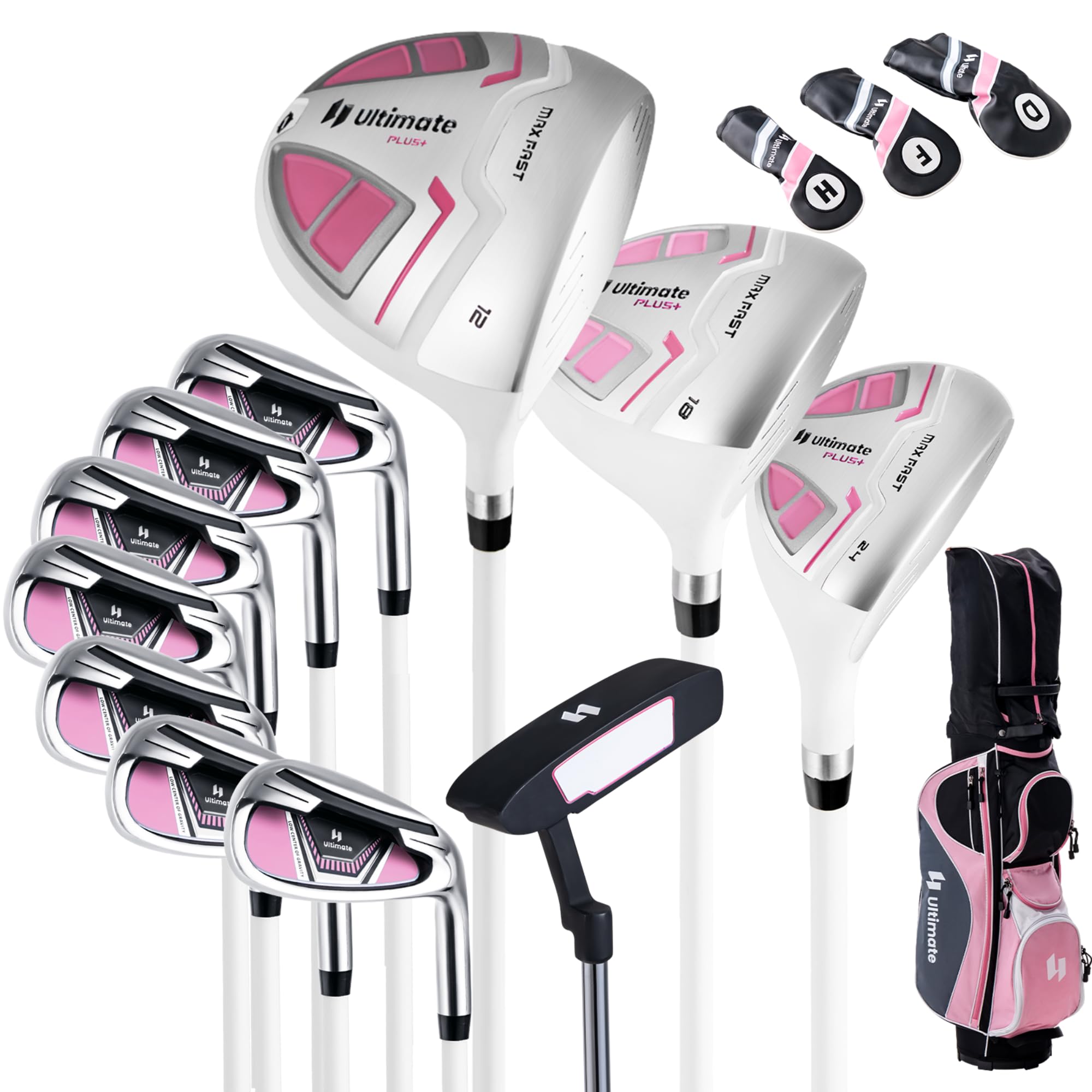 Tangkula 12-Piece Complete Women's Right-Handed Golf Club Set with 460CC Driver, Fairway & Hybrid Woods, 6 Irons, Putter & Cart Bag - Perfect for Beginners & Intermediate Golfers on Course or Driving Range