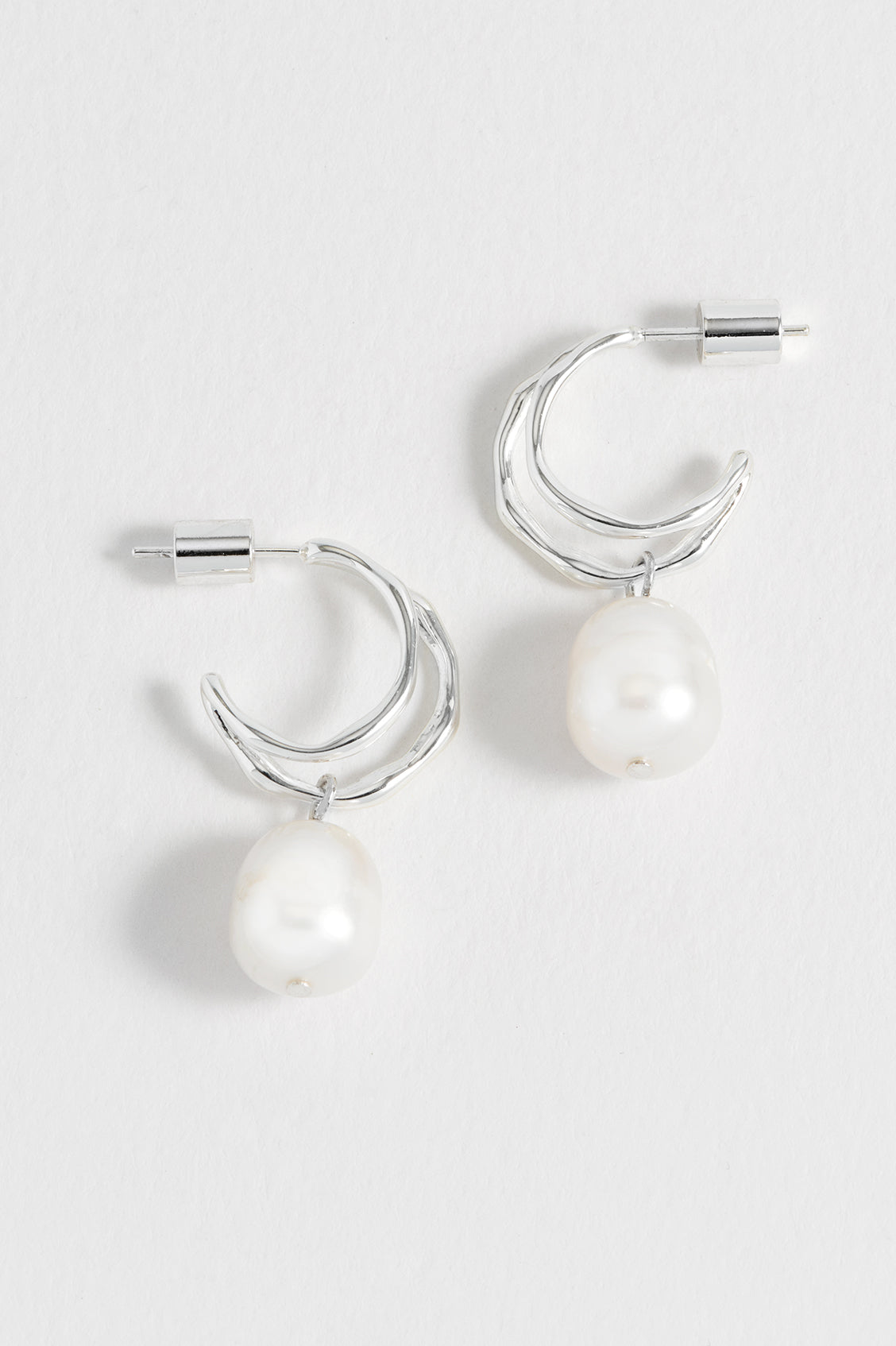 Molton Pearl Double Hoop Earrings for Women - Elegant 925 Sterling Silver Pearl Drop Earrings | Perfect for Weddings, Parties & Everyday Wear