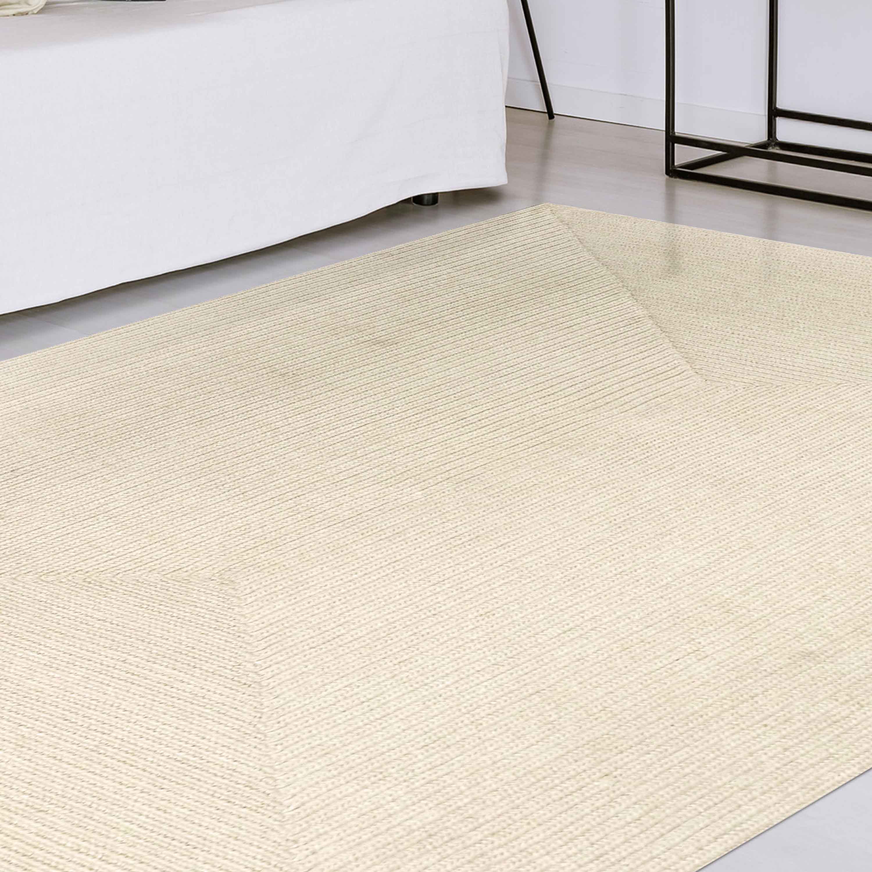 Bohemian Rectangle Braided Area Rug - Non-Slip Indoor Outdoor Rug for Living Room, Bedroom, Patio - Soft Woven Jute Natural Fiber Floor Mat for Home Decor
