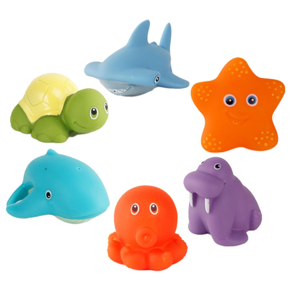 KOMBIUDA 6-Piece Bath Toy Set for Kids - Waterproof Vinyl Bathtub Toys for Baby & Toddler - Fun Shower Playthings for Bath Time, Pool & Beach Play