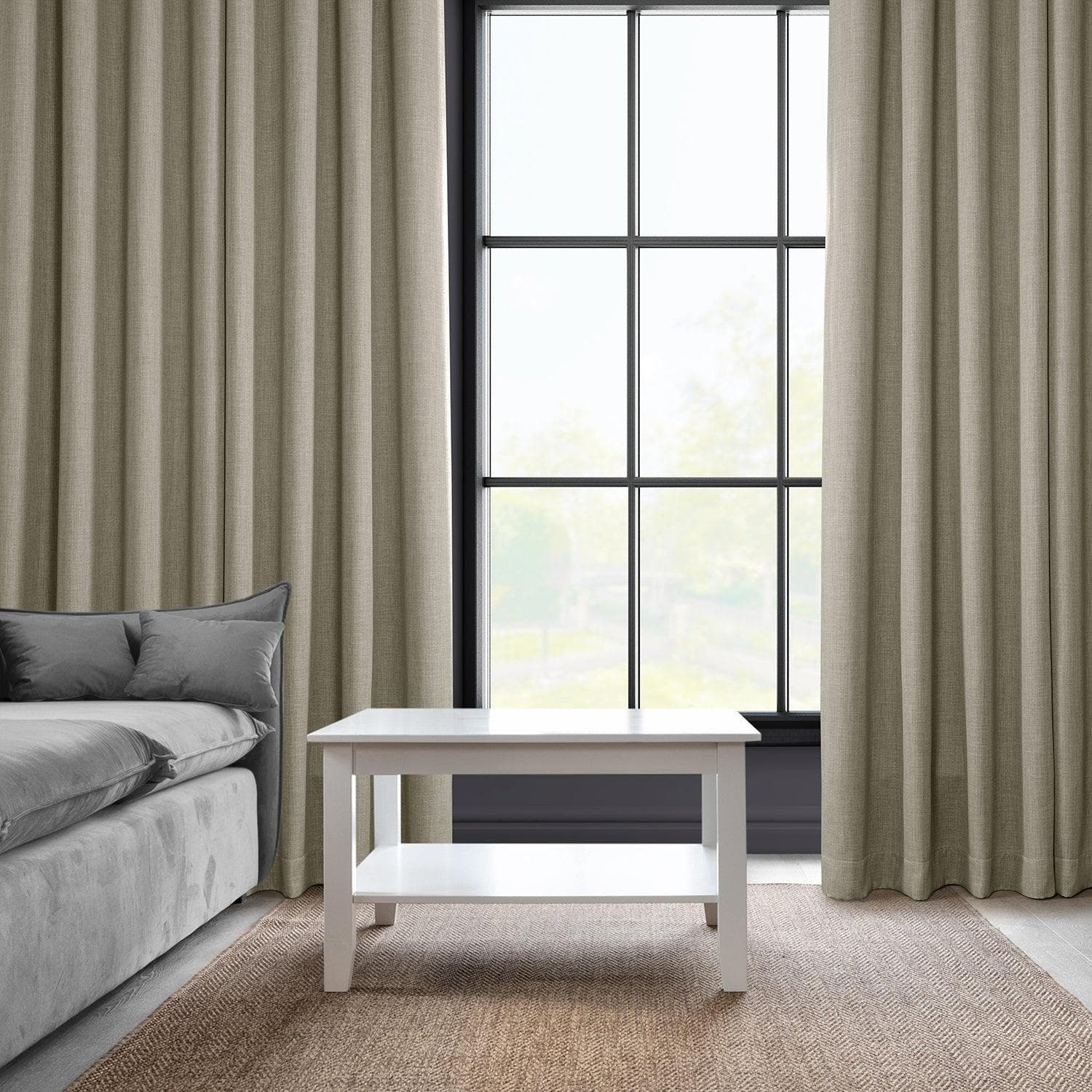 Oatmeal Grommet Textured Faux Linen Blackout Curtains - Thermal Insulated Window Drapes for Bedroom, Living Room & Home Theater