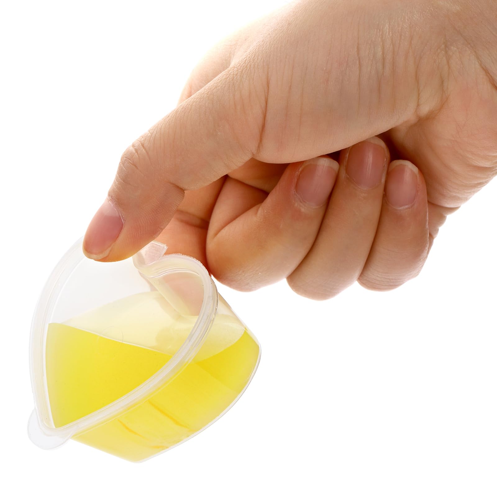 200 Pack 1.5 oz Disposable Plastic Portion Cups with Lids - Heart Shaped Leakproof Condiment Containers for Jello Shots, Sauces, Slime, Crafts | Perfect for Parties, Catering & DIY Projects
