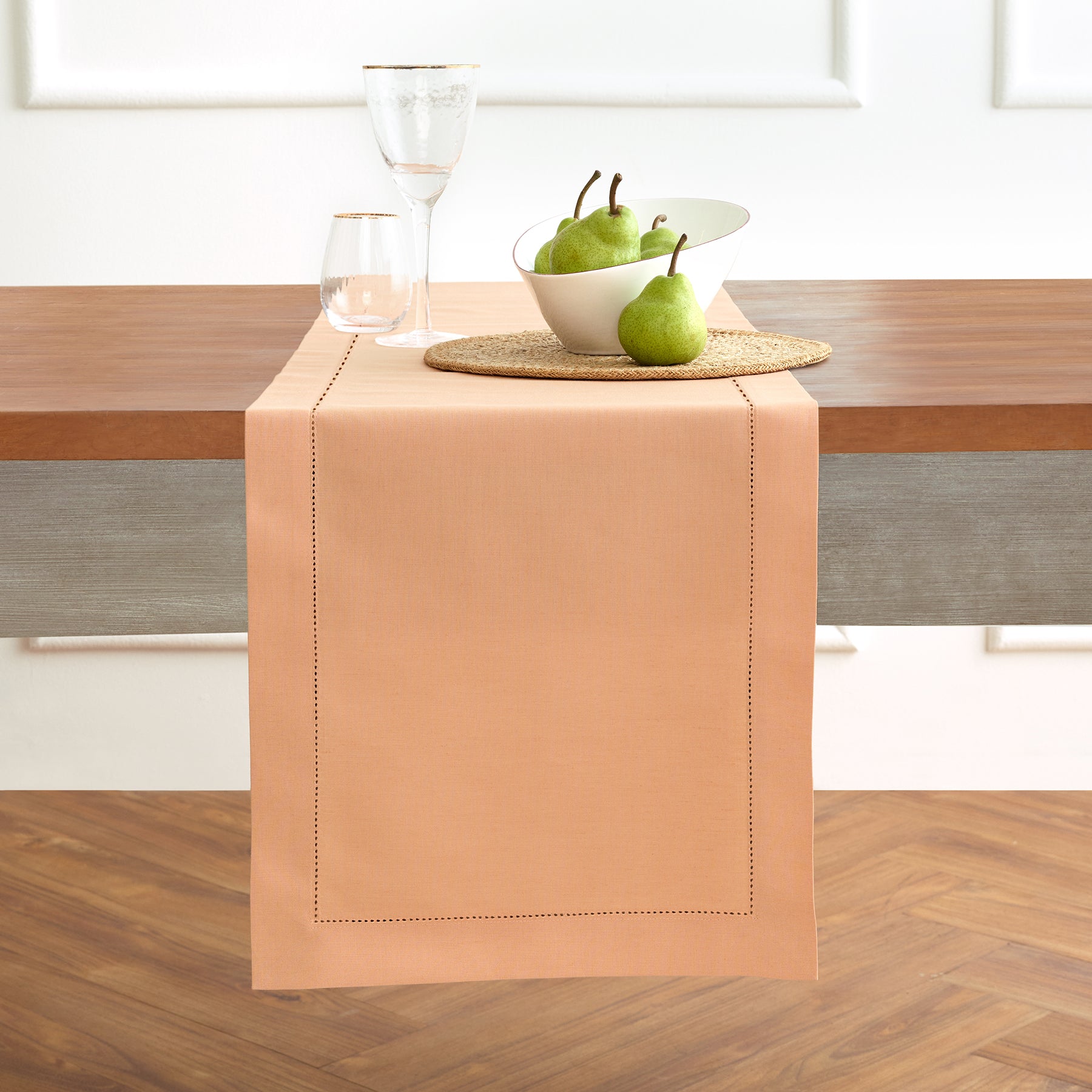Premium Cotton Linen Hemstitch Table Runner - Elegant Dining Table Decor for Weddings, Parties & Home Decor - 60
