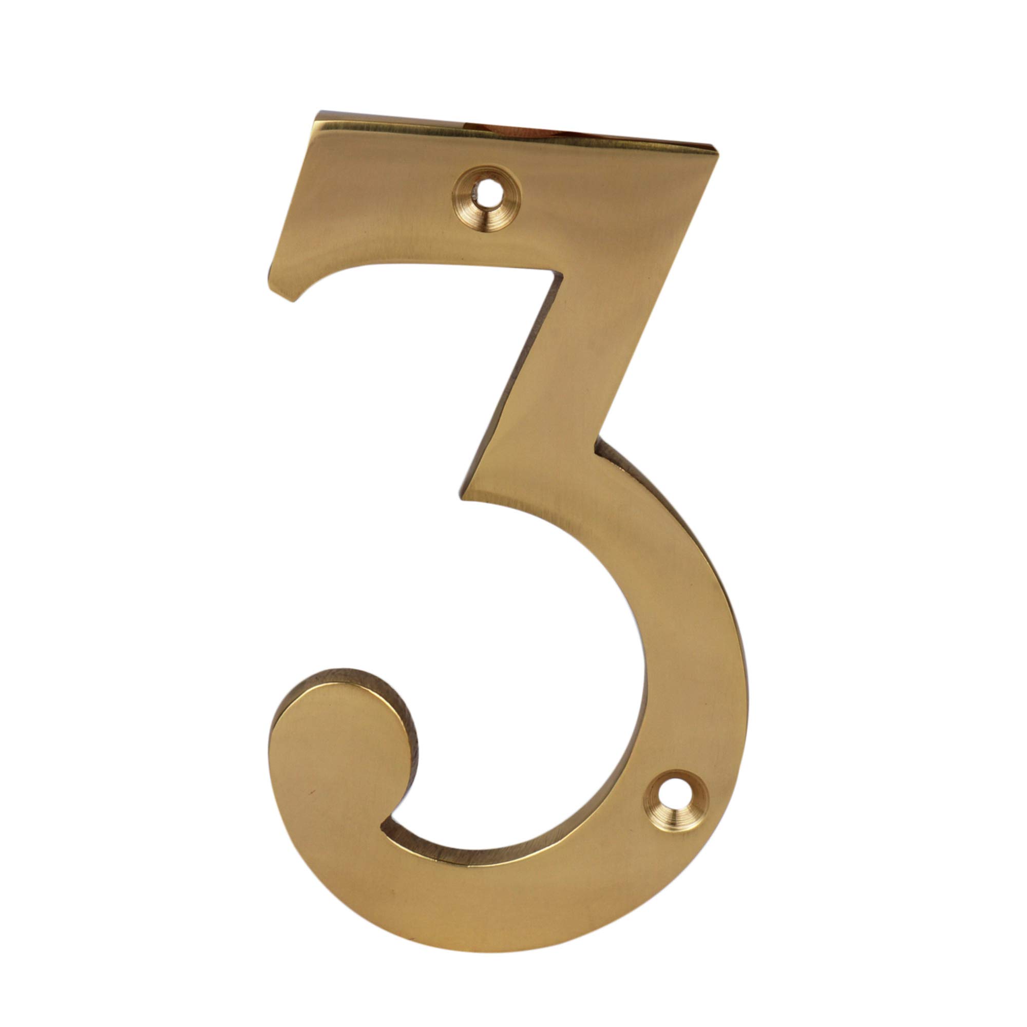 4 Inch Solid Brass House Numbers - Polished Brass Lacquered Address Plaque for Home & Mailbox (Set of 3) | Durable Outdoor Address Sign for House, Apartment & Business Entrance