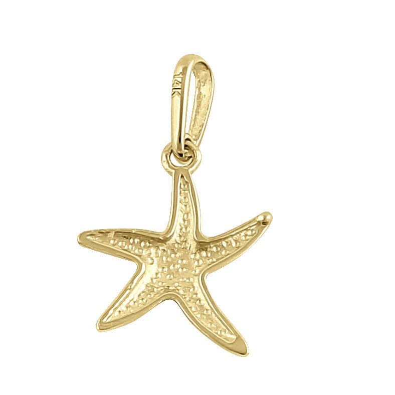 14K Solid Yellow Gold Starfish Pendant Necklace - Perfect for Beach Vacations, Summer Outfits & Gift Giving