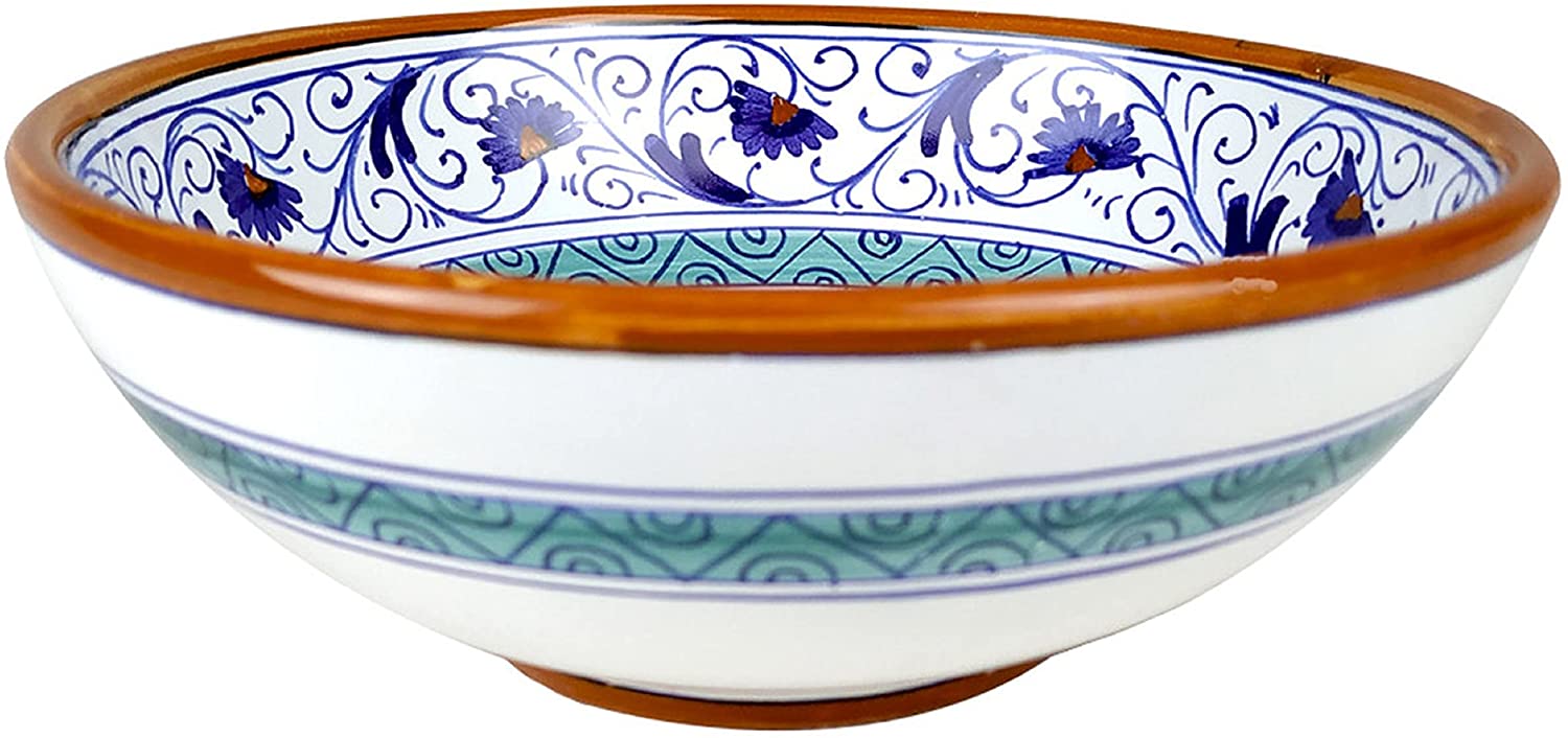 Deruta Italy by Gute | Handcrafted Italian Ceramic Penny Cereal Bowl | Authentic Handpainted Pottery Made in Deruta | Perfect for Breakfast, Cereal & Soup Bowls