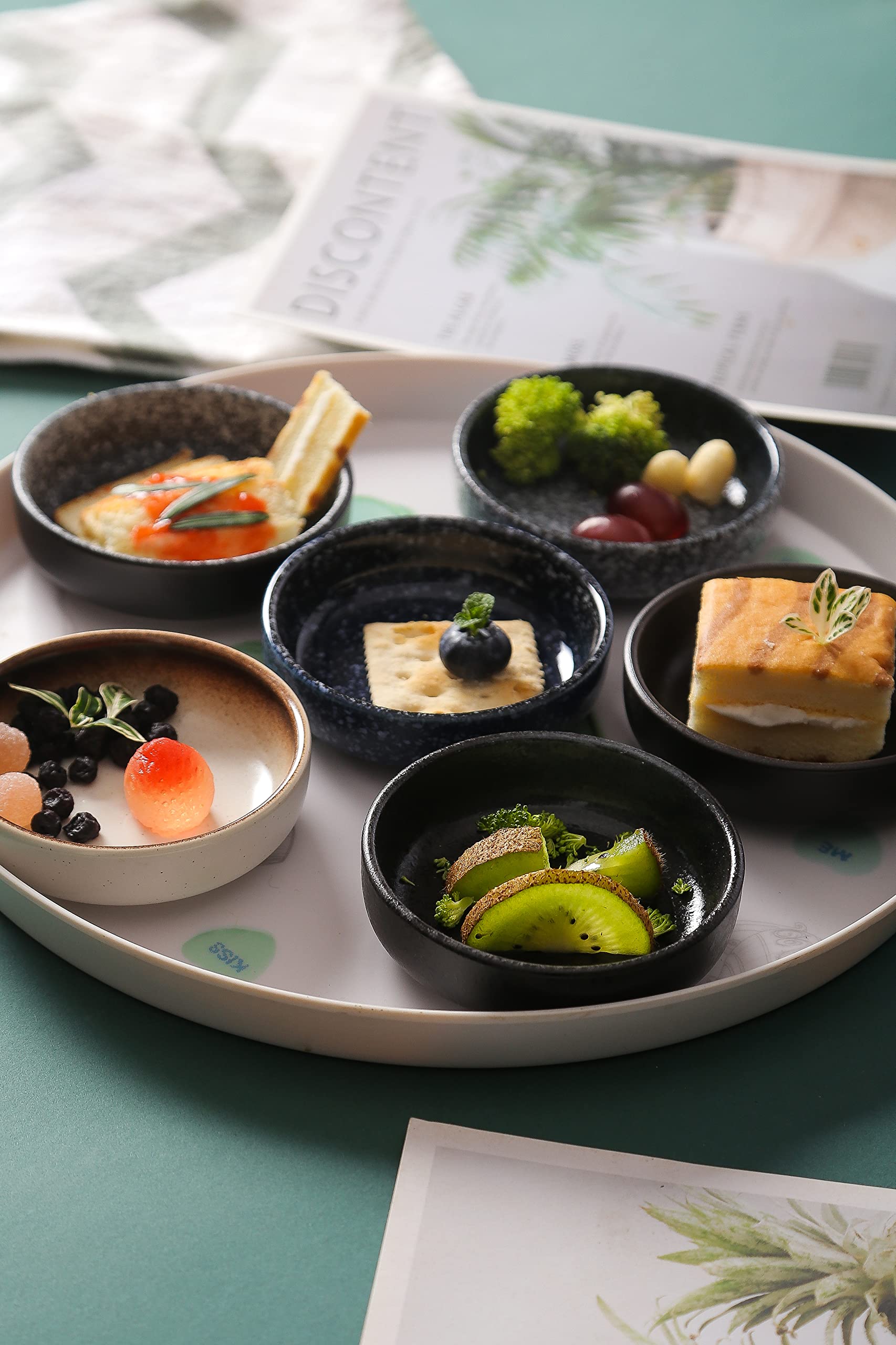 3.5 Inch Japanese Style Classic Porcelain Side Dish Bowls - 6 Pack Soy Sauce Dipping Bowls for Sushi, Dumplings & Asian Cuisine - Elegant Small Condiment Dishes for Home Dining & Restaurants