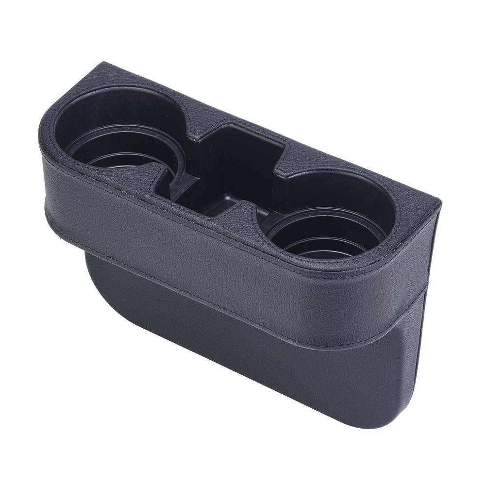 Premium Black Multifunctional Car Cup Holder & Seat Gap Organizer - Phone & Bottle Storage with Stylish Black Stitching | Perfect for Road Trips, Commuting & Travel Accessories