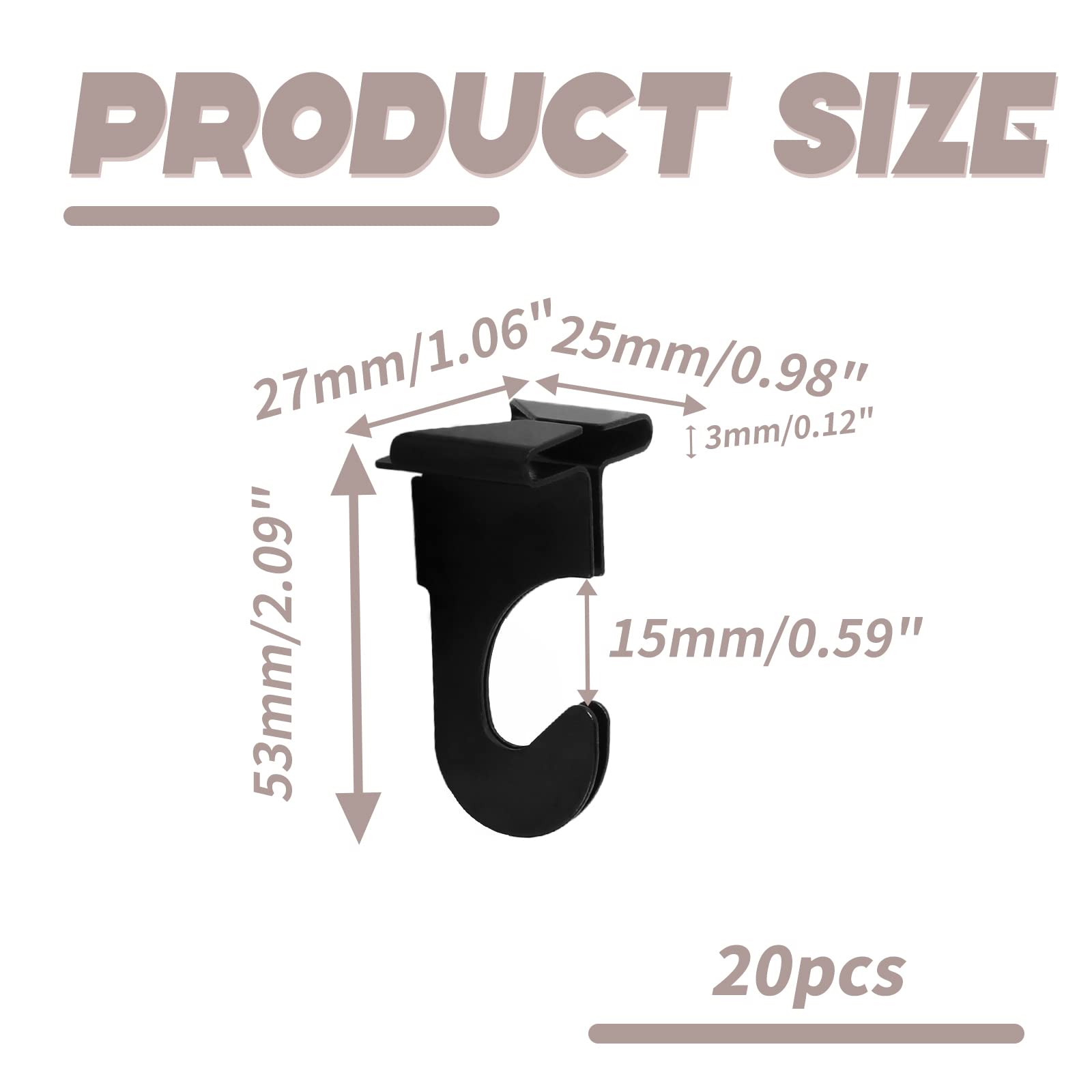 20 Pack Black Metal Drop Ceiling Hooks - T-Bar Track Suspended Grid Clips for Hanging Plants, Lights & Decorations (Perfect for Home, Office & Commercial Use)