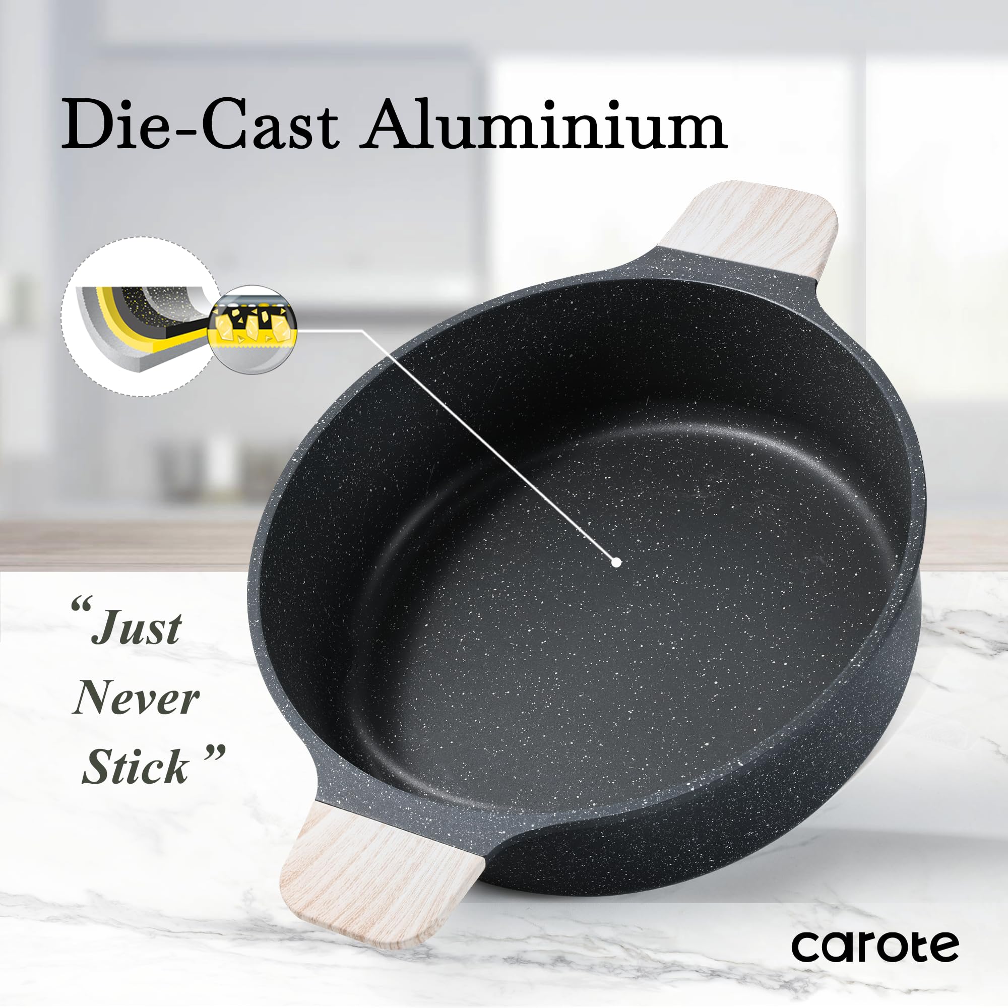 CAROTE Nonstick Cookware Set - 13-Piece Induction Kitchen Pots and Pans Set with Stock Pot & Saucepans, Classic Black | Perfect for Home Cooking, Professional Chefs & Everyday Meal Prep