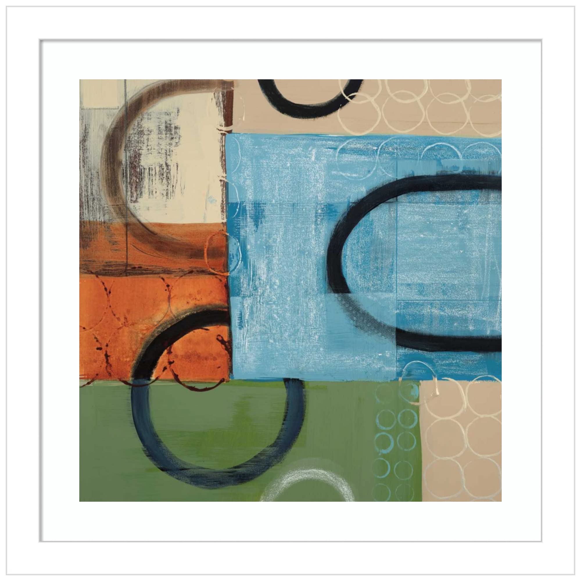 Amanti Art Wood Framed Wall Art Print 'Going in Circles' by Leslie Bernsen - 13x13 Inches, Svelte White Frame - Modern Abstract Art for Living Room, Bedroom & Office Decor