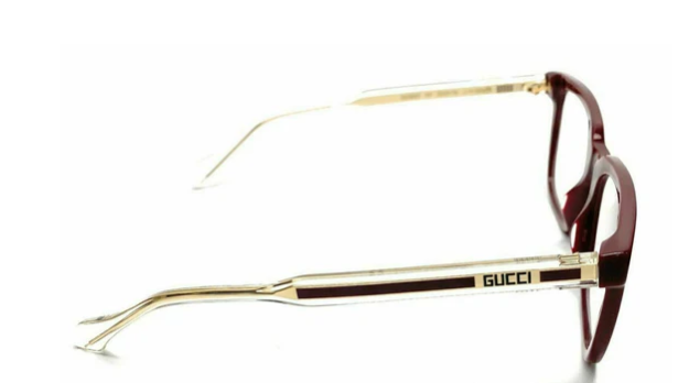 Gucci GG0560ON 007 Burgundy/Crystal Rectangle Men's Eyeglasses - Stylish Designer Glasses for Men, UV Protection, Lightweight Frame - Perfect for Business, Driving & Everyday Wear