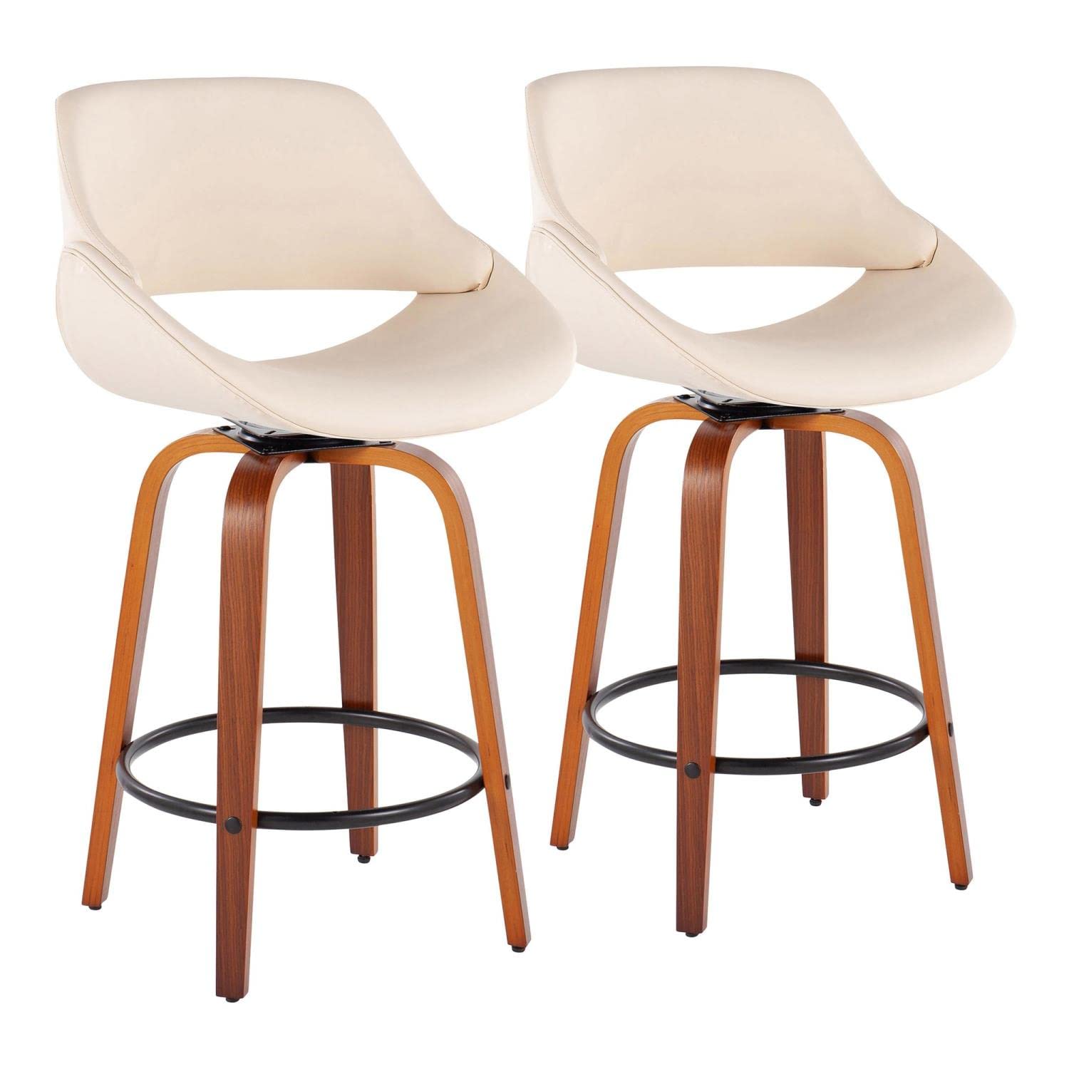 LumiSource Walnut Wood Counter Stools Set of 2 - 24