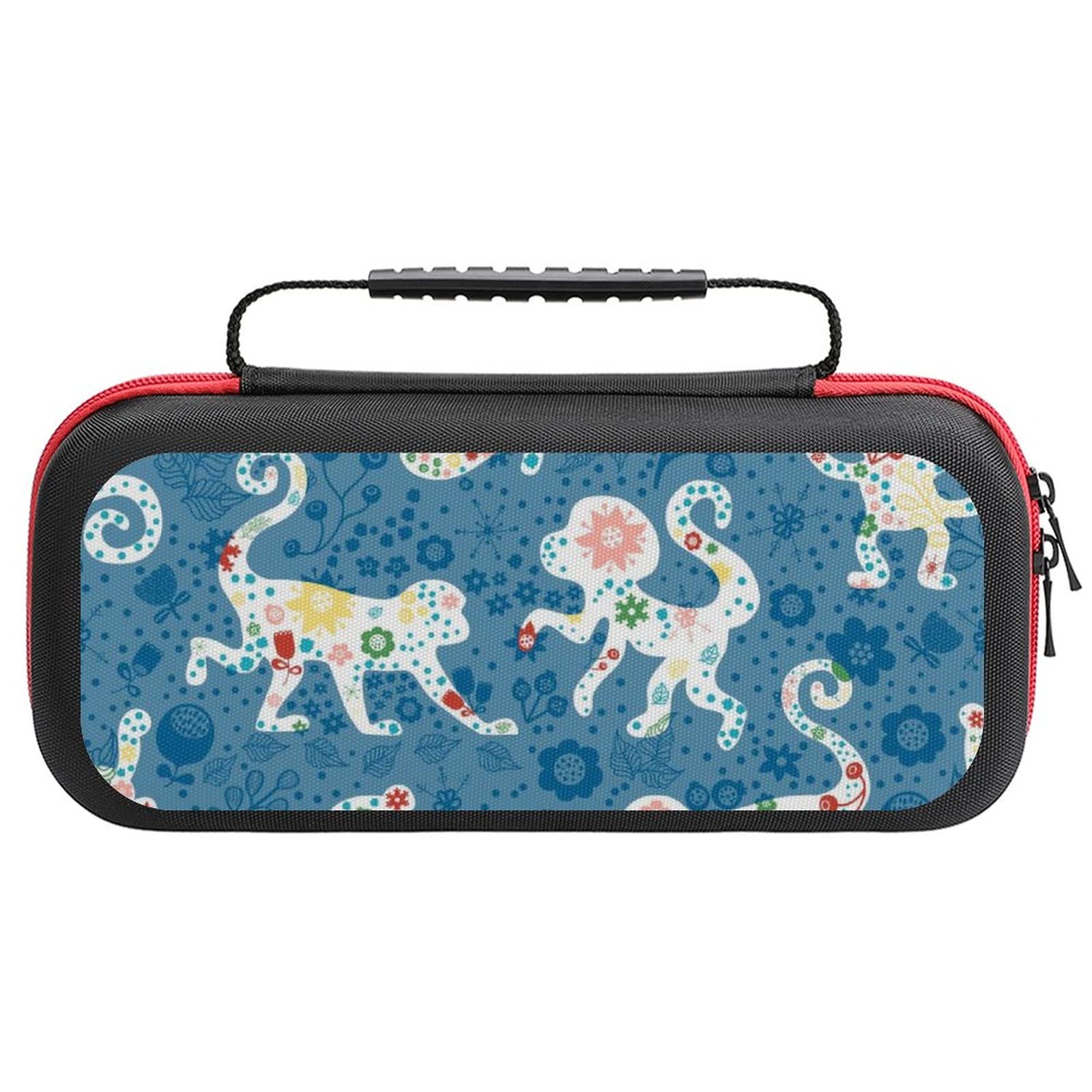 FunnyStar Christmas Monkey Print Nintendo Switch Carrying Case - Protective Storage Handbag for Travel & Commuting - Compatible with Switch/Switch OLED (Garden Flowers Design)
